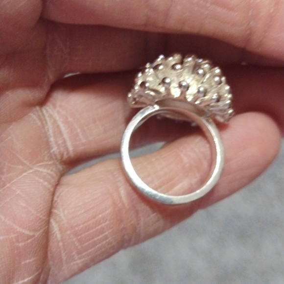 FINE SOLID STERLING SILVER .925 STARBURST DESIGNED SIZE 6 RING - Picture 7 of 9